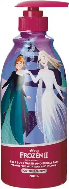Woolworths NEW Disney Kids Girls Body Wash & Bubble Bath 2 in 1 700ml offer