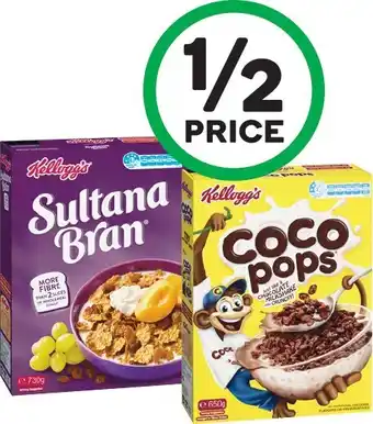 Woolworths Kelloggu2019s Coco Pops 650g or Sultana Bran Original 730g offer