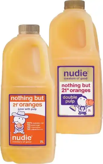 Woolworths Nudie Gold or Nudie Orange Juice 2 Litre offer