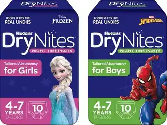 IGA Huggies DryNites Night Time Pants 9-11 Pack Selected Varieties offer