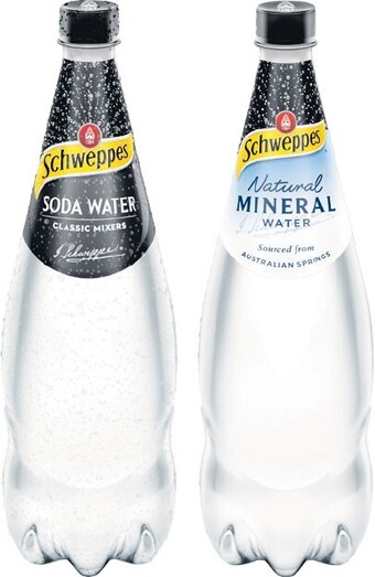 Woolworths Schweppes Traditional Soft Drinks, Mixers or Mineral Water Varieties 1.1 Litre offer