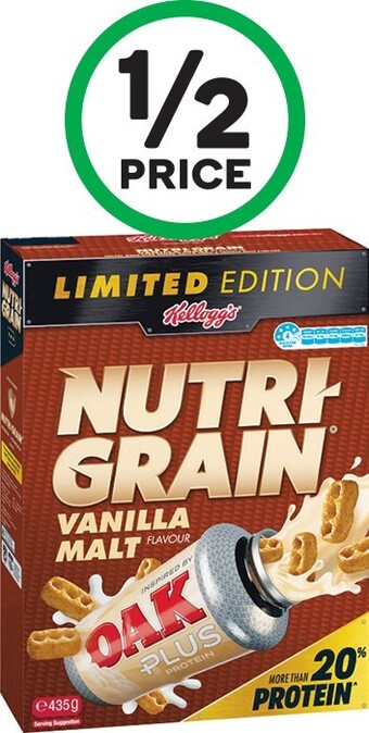 Woolworths Kelloggu2019s Nutri-Grain Oak Vanilla 435g offer