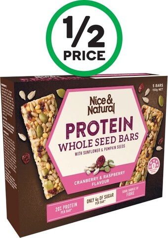 Nice & Natural Nut Butter or Wholeseed Bars 150-175g Pk 5