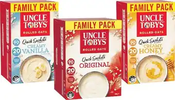 Woolworths Uncle Tobys Oats Quick Sachets 680-700g Pk 20 offer