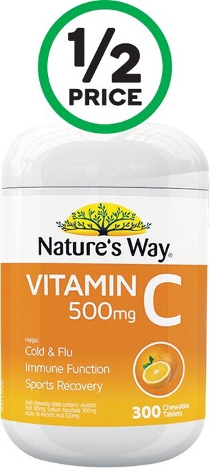 Woolworths Natureu2019s Way Vitamin C Orange 500mg Pk 300* offer