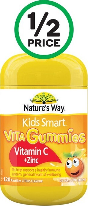 Woolworths Natureu2019s Way Kids Smart Vita Gummies Vitamin C +Zinc Pk 120* offer