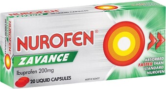 Woolworths Nurofen Zavance Fast Pain Relief Liquid Capsules Ibuprofen Pk 20# offer