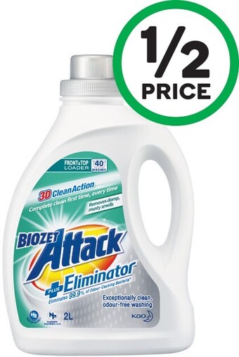 Woolworths Biozet Attack Plus Laundry Liquid 2 Litre or Powder 2 kg offer