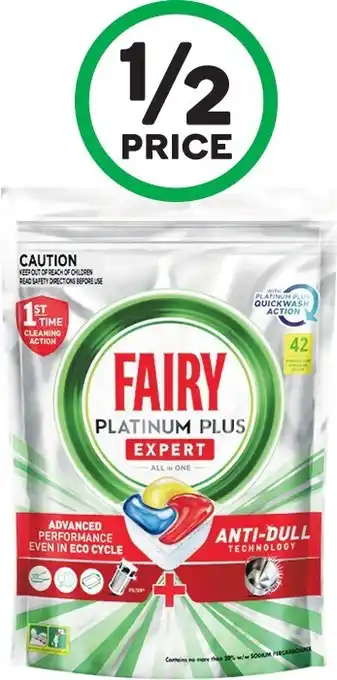 Woolworths Fairy Dishwasher Tablets Platinum Plus Expert Pk 42 offer