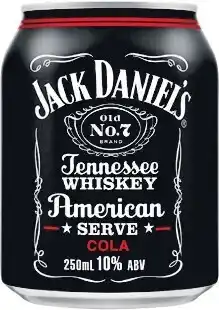 Woolworths Jack Danielu2019s & Cola American Serve Cans 4x250ml offer