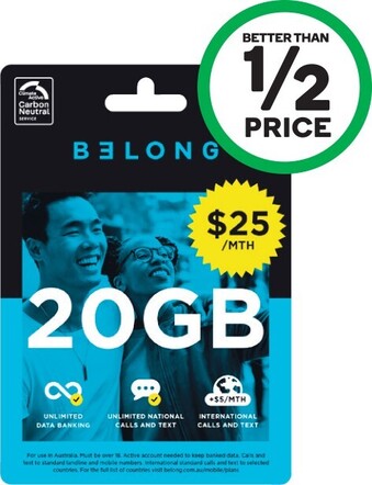 Woolworths Belong $25 SIM Starter Kit^ offer