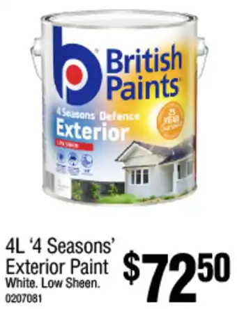 Bunnings 4L '4 Seasons' Exterior Paint offer