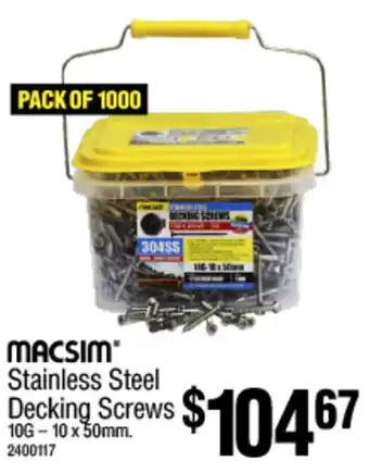 Stainless Steel Decking Screws 10G - 10 x 50mm