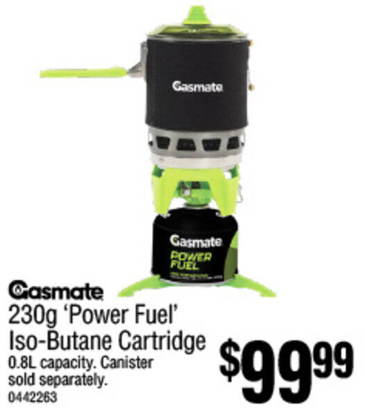 230g 'Power Fuel' IsoButane Cartridge offer at Bunnings