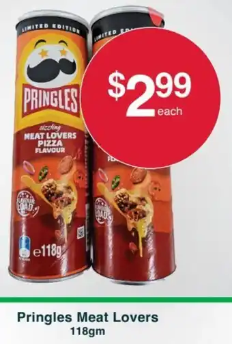 Australian Butchers Store Pringles Meat Lovers 118gm offer