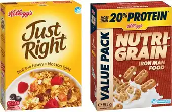 Coles Kellogg&#039;s Nutri Grain 805g, Crunchy Nut Corn Flakes 670g or Just Right Original 790g offer