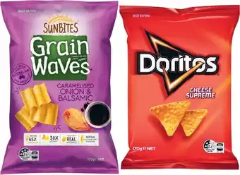Coles Doritos Corn Chips 150g-170g or Grain Waves Chips 170g offer