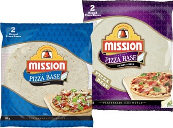 IGA Mission Italian Pizza Base Plain or Garlic 2 Pack offer