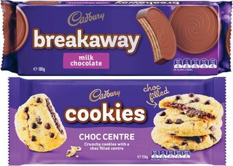 Coles Cadbury Cookies 156g or Breakaway Chocolate Biscuits 180g offer