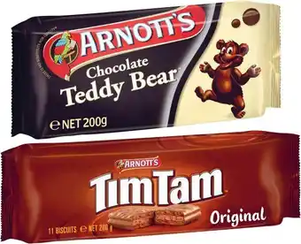 Coles Arnottu2019s Tim Tam or Teddy Bear Chocolate Biscuits 160g-200g offer