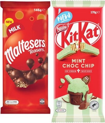 Coles Nestlé Block Chocolate 118g-200g or Mars Maltesers Block Chocolate 146g offer