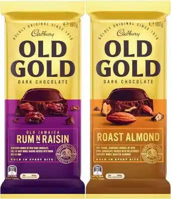 Coles Cadbury Old Gold Block Chocolate 180g or Toblerone 200g offer