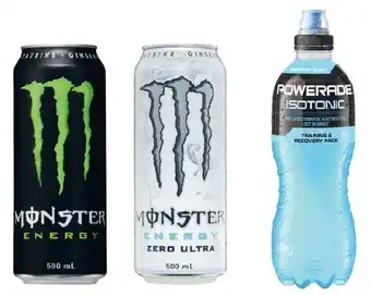 Coles Monster Energy Drink 500mL or Powerade Sports Drink 1 Litre offer