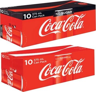 Coles Coca-Cola, Fanta or Sprite Soft Drink 10x375mL offer
