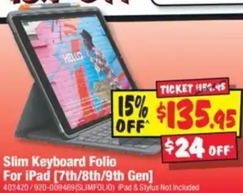 JB Hi-Fi Slim Keyboard Folio For iPad [7th/8th/9th Gen] offer