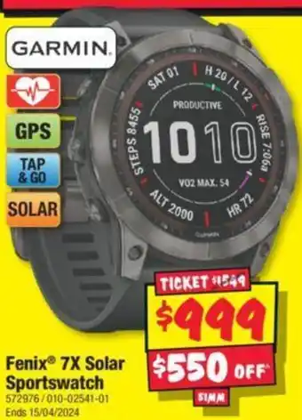 JB Hi-Fi Fenix 7X Solar Sportswatch offer