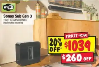 JB Hi-Fi Sonos Sub Gen 3 offer