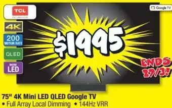 JB Hi-Fi 75" 4K Mini LED QLED Google TV offer