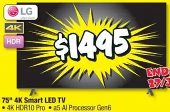 JB Hi-Fi 75" 4K Smart LED TV offer