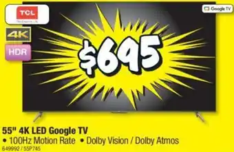JB Hi-Fi 55" 4K LED Google TV offer