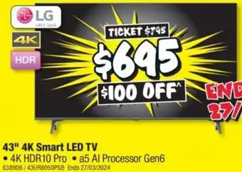 JB Hi-Fi 43" 4K Smart LED TV offer