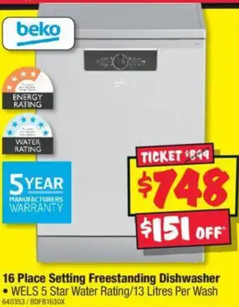 JB Hi-Fi 16 Place Setting Freestanding Dishwasher offer