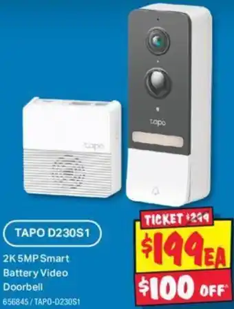 JB Hi-Fi 2K 5MP Smart Battery Video Doorbell offer