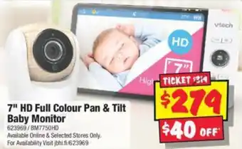 JB Hi-Fi 7" HD Full Colour Pan & Tilt Baby Monitor offer