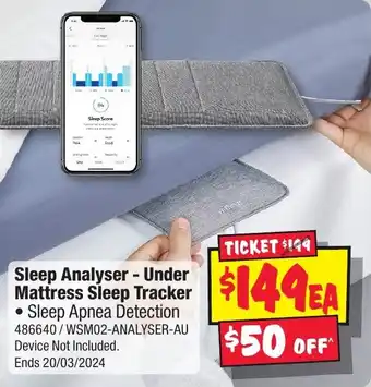 JB Hi-Fi Sleep Analyser - Under Mattress Sleep Tracker offer