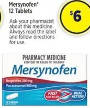 Star Discount Chemist Mersynofen 12 Tablets offer