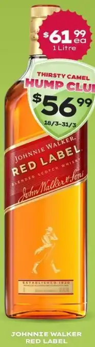 Thirsty Camel JOHNNIE WALKER RED LABEL offer