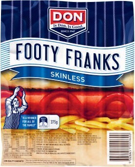Don Footy Franks Skinless 375g