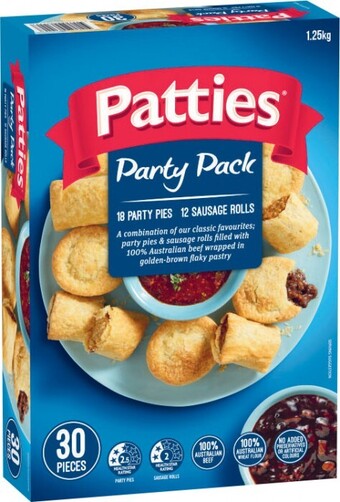 Coles Patties Party Pack 30 Pack 1.25kg or Mini Combo 40 Pack 1kg offer