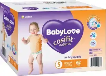 Coles BabyLove Cosifit Nappies Jumbo 62 Pack-69 Pack offer