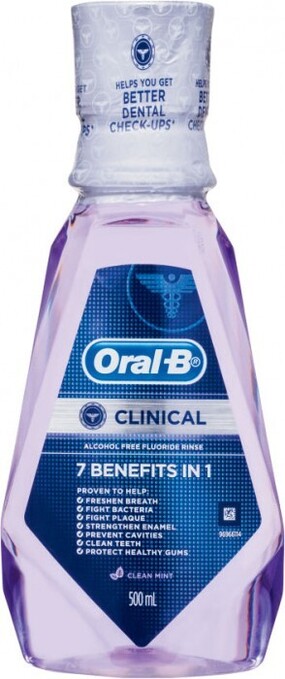 Coles Oral B Clinical 7 Benefit Clean Mint Mouthwash 500mL offer
