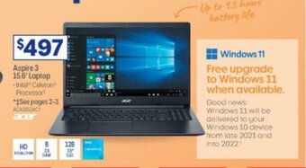Officeworks Aspire 3 15.6" Laptop offer