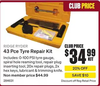 SuperCheap Auto 43 Pce Tyre Repair Kit offer