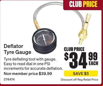 SuperCheap Auto Deflator Tyre Gauge offer