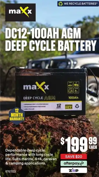 SuperCheap Auto DC12-100AH AGM DEEP CYCLE BATTERY offer