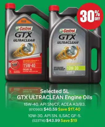 SuperCheap Auto Selected 5L GTX ULTRACLEAN Engine Oils offer